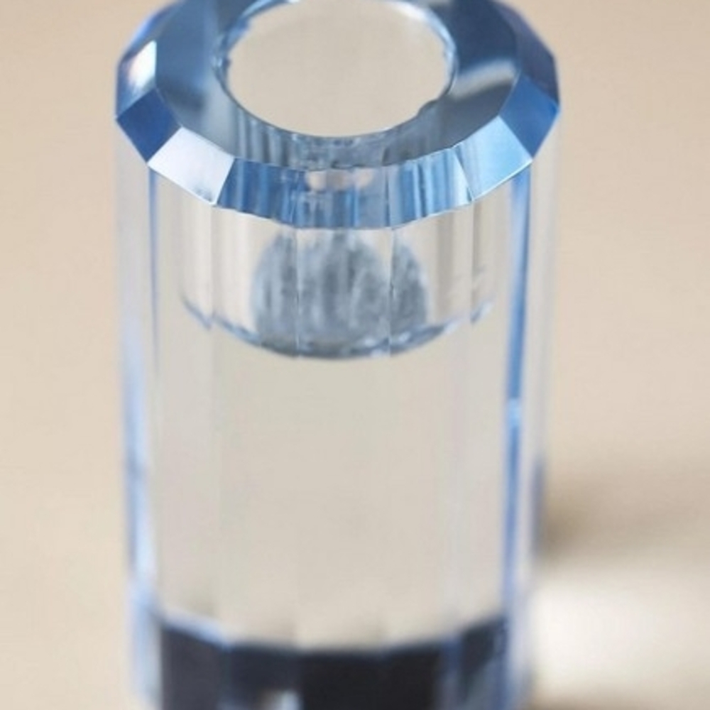 Anthropologie Cut Glass Mini Candle Holder, Blue NIB Beautiful ❤️ - Picture 2 of 3